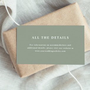Sagegrön Elegant Text Bröllopsinformation Tilläggskort