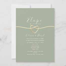Sagegrön Elopement & Mottagningsinbjudan Inbjudningar