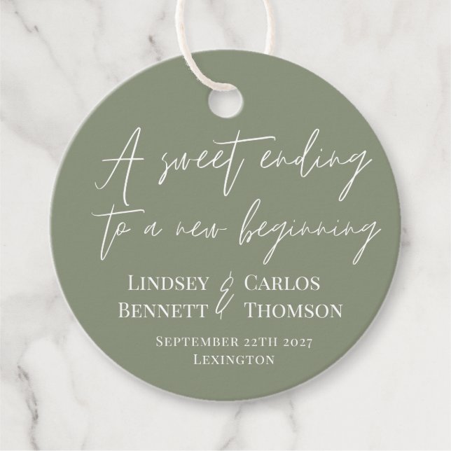 Sagegrön En söt avslutning på en ny början Gåvor Etiketter (Framsida)