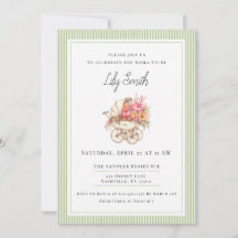 Sagegrön enkel baby shower-inbjudan 
