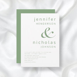 Sagegrön Enkel Minimalistisk Typografi Bröllop Inbjudningar