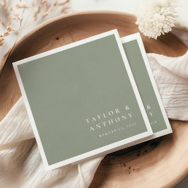 Sagegrön Enkel Modern Elegant Minimal Bröllop Pappersservett