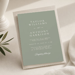 Sagegrön Enkel Modern Minimal Elegant Bröllop Inbjudningar