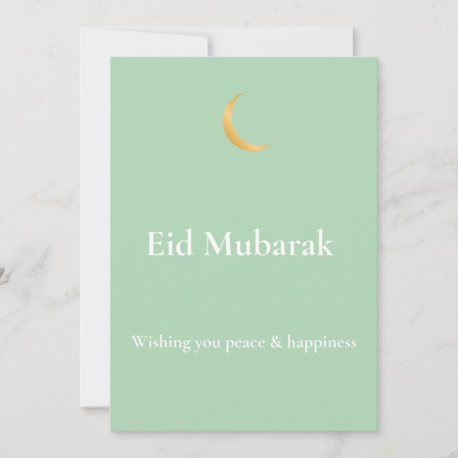Sagegrön estetisk Eid Mubarak välkomstkort (Framsida)