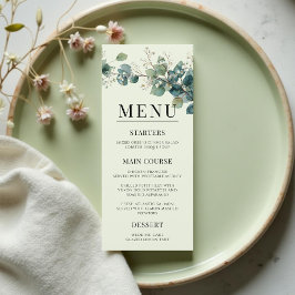 Sagegrön Eucalyptus Elegant Boho Bröllop Meny