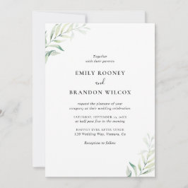 Sagegrön Eucalyptus Elegant Bröllop allt-i-ett Inbjudningar