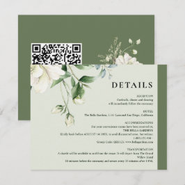 Sagegrön Eucalyptus & Rose Elfenbensvit QR-kod Brö Tilläggskort