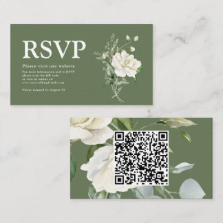 Sagegrön Eucalyptus & Rose Elfenbensvit QR-kod Brö Tilläggskort
