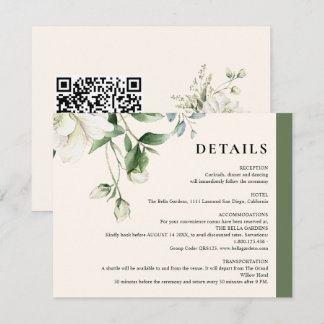 Sagegrön Eucalyptus & Rose Elfenbensvit QR-kod Brö Tilläggskort