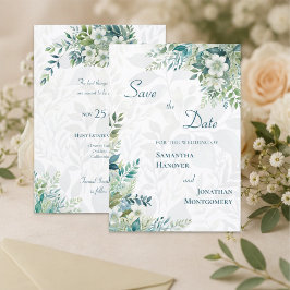 Sagegrön Eucalyptus Save the Date Bröllopskort Spara Datumet