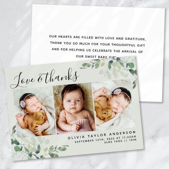 Sagegrön Eukalyptus Baby Foto Meddelande (Skapare uppladdad)