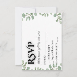 Sagegrön eukalyptus bröllop RSVP-kort OSA Kort