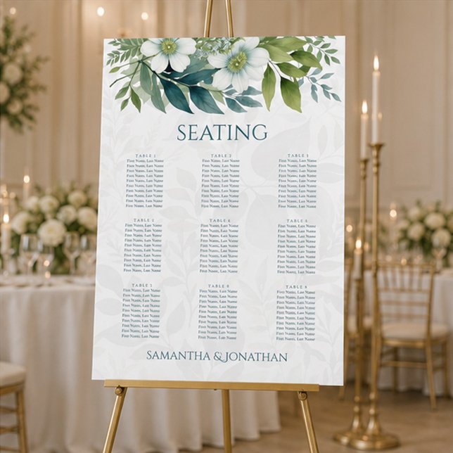 Sagegrön Eukalyptus Bröllopsställningsdiagram Affi Poster (Skapare uppladdad)