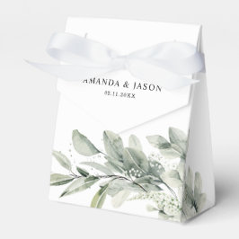 Sagegrön eukalyptus minimalistisk botanisk bröllop presentaskar