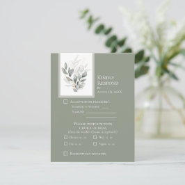 Sagegrön eukalyptus platt bröllops-RSVP-kort OSA Kort