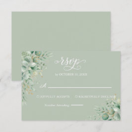 Sagegrön eukalyptusblad bröllops-RSVP-kort OSA Kort