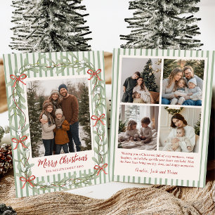 Sagegrön familjefoto julfirande kort