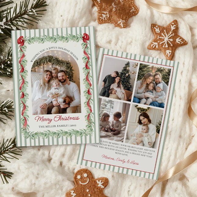 Sagegrön familjefoto julkort (Skapare uppladdad)