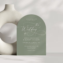 Sagegrön Flourish Kalligrafi Bröllopsbåge