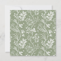 Sagegrön Förfinad Chintz Botanisk Konstkort