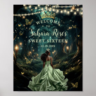 Sagegrön Förtrollad Skog Sweet Sixteen Välkomstsky Poster