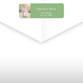 Sagegrön foto bröllops svarsadress  returadress etikett