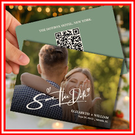Sagegrön fotokod QR-kod | Modern Bröllop Spara Datumet