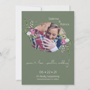 Sagegrön fotram floral spara datumet