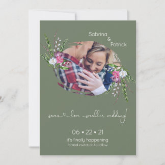 Sagegrön fotram floral  spara datumet