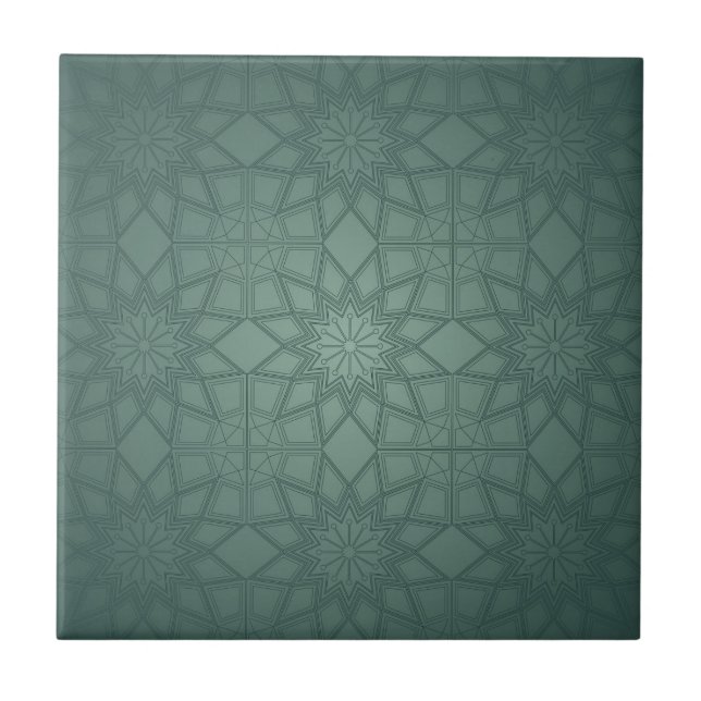 Sagegrön geometrisk mönster kakelplatta (Framsidan)