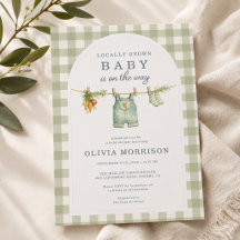 Sagegrön Gingham Baby Shower Lokalt Odlad