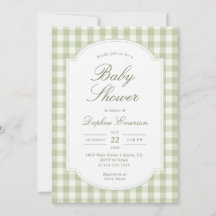 Sagegrön Gingham Bebis Shower