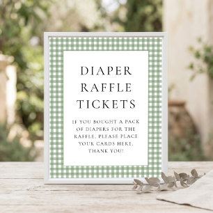Sagegrön Gingham-blundväxling Baby Shower-skylt Poster