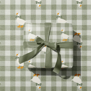 Sagegrön Gingham Buffalo-rutig Baby Shower-linnety Presentpapper