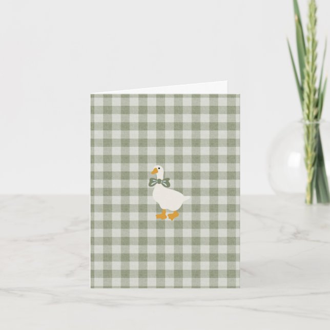 Sagegrön Gingham Buffalo-rutig Bebisdopp Kort (Framsida)