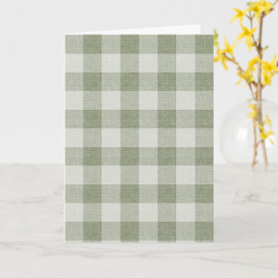 Sagegrön Gingham Buffalo-rutig Linne-textur Kort