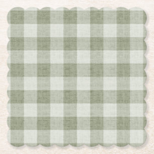 Sagegrön Gingham Buffalo-rutig linnetextur Underlägg Papper