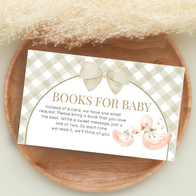 Sagegrön Gingham-Gås Bebisduschböcker Tilläggskort (Silly Goose Baby Shower Books for Baby)