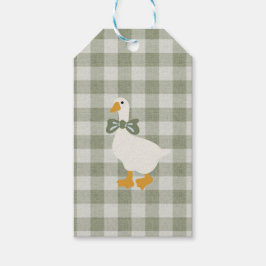 Sagegrön Gingham Gås Buffalo Rutig Baby Presentetikett