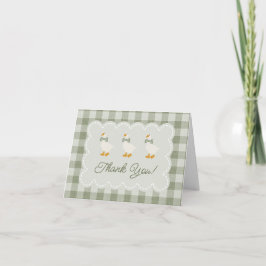 Sagegrön Gingham Gås Buffalo Rutig Bebis Bebisfest Tack Kort