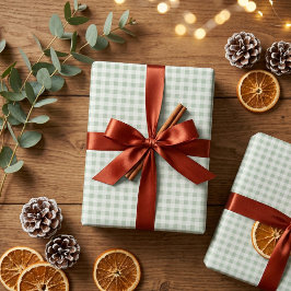 Sagegrön Gingham Julpapper 