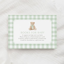 Sagegrön Gingham Teddybjörn Böcker för Bebis