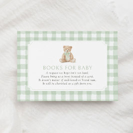Sagegrön Gingham Teddybjörn Böcker för Bebis Tilläggskort