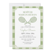 Sagegrön Gingham Tennis Bröllopsdusch