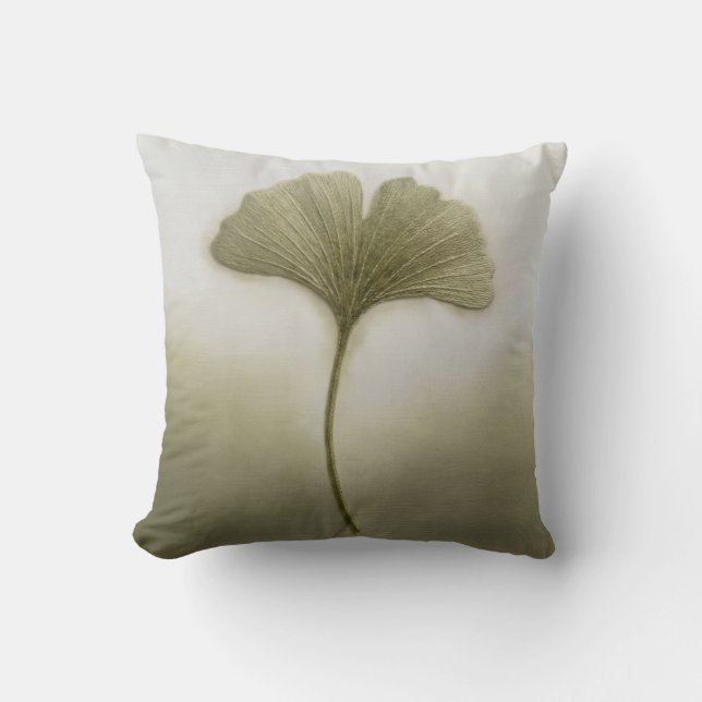 Sagegrön Ginkgo Biloba-blad Minimalistisk Modern Kudde (Framsida)