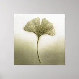 Sagegrön Ginkgo-blad Broderi Struktur Botanica Canvastryck