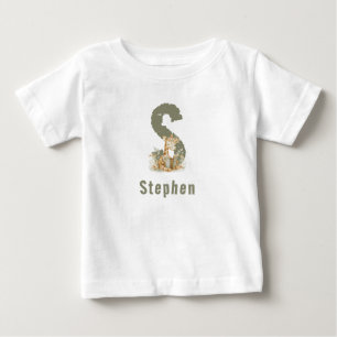 Sagegrön Giraff Monogram & Namn T Shirt
