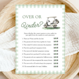 Sagegrön golf över eller under baby shower-spel inbjudningar