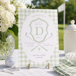 Sagegrön golfklubb baby shower inbjudan