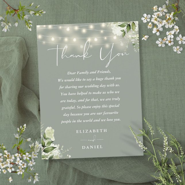 Sagegrön grönska tack för att du kom till vårt brö vykort (Sage Green Greenery Thank You Wedding Place Card)